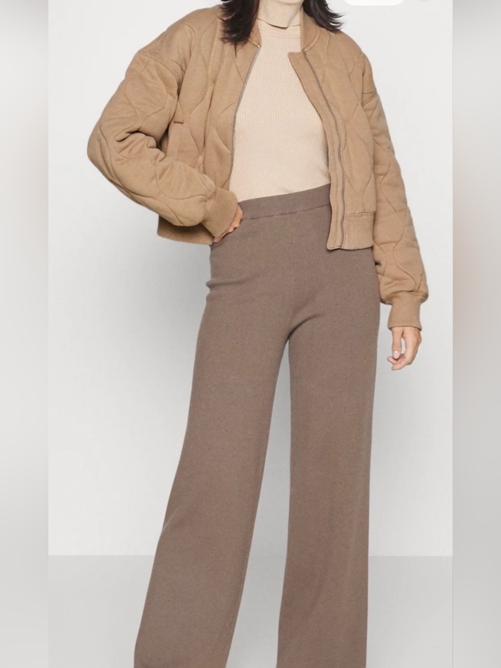 Abercrombie & Fitch Quilted Bomber Jacket in Camel